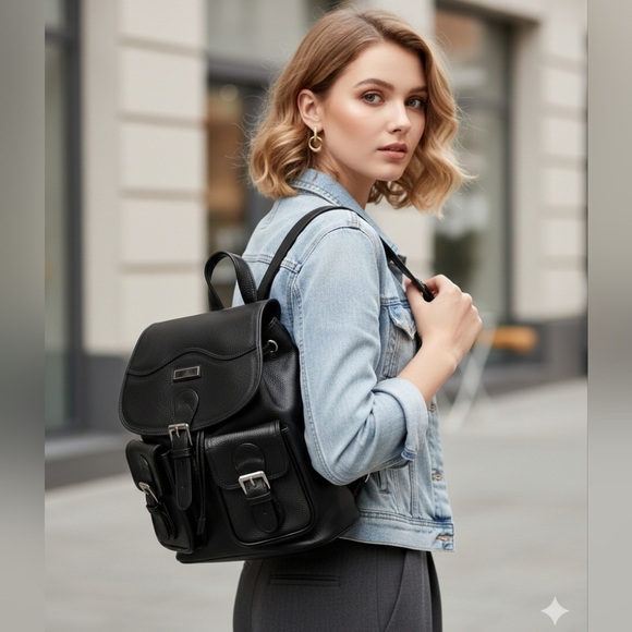 Two Pretty Handbags - Leather Convertible Backpack with Wallet